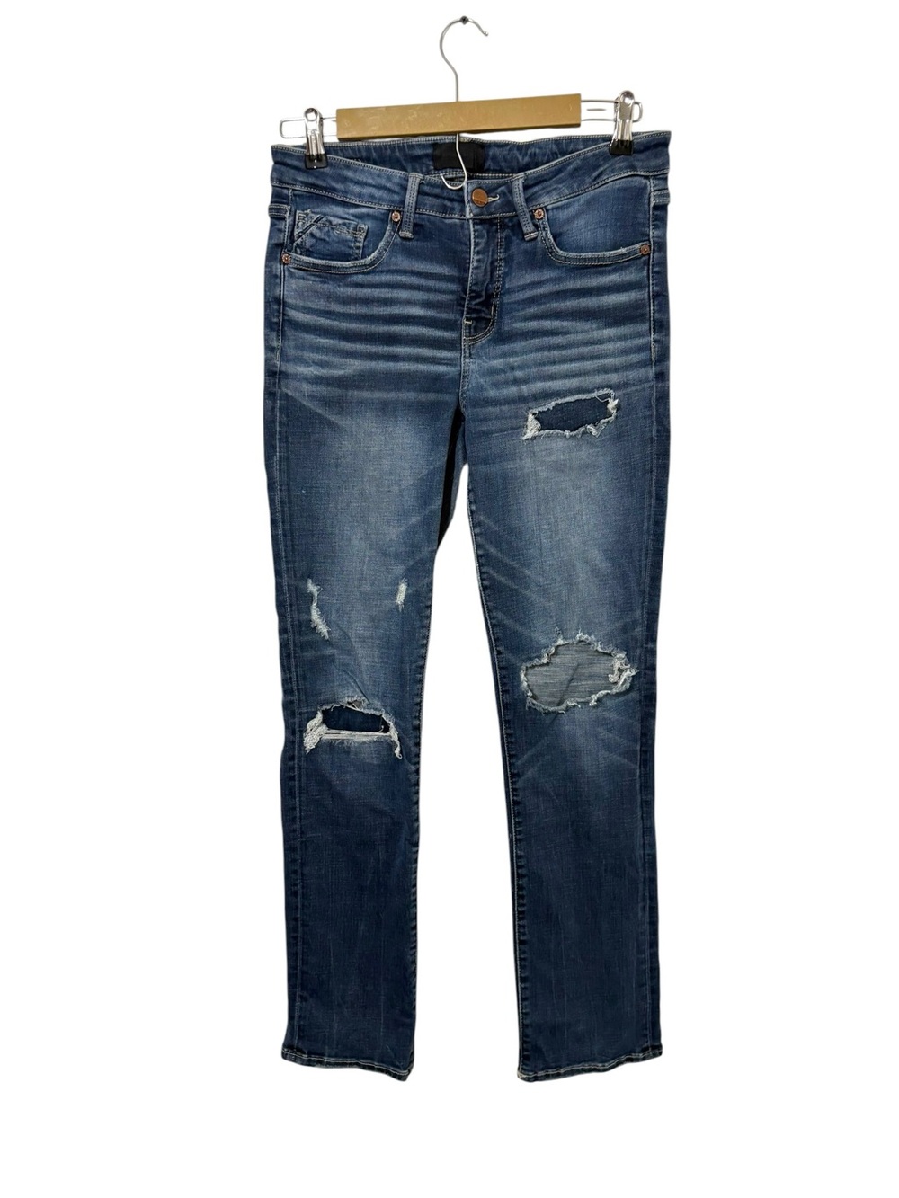 Buckle‎ Black Size 29 Fit No 53 Straight Leg Distressed Patch Dark Wash Jeans